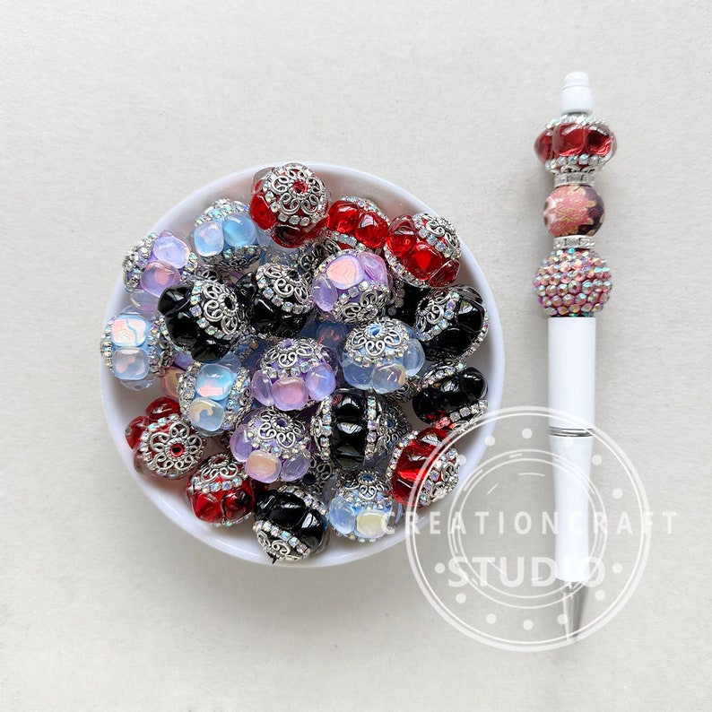 Iridescent Gem Beads Mix, Polymer Clay Beads, Sparkle Rhinestone Fancy ...