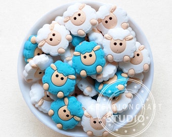 Sheep Silicone Beads, 25*24mm Animal Beads, Mini Silicone Beads, DIY Key Ring Beaded Key Chain Womens Bag Car Keyring Accessories