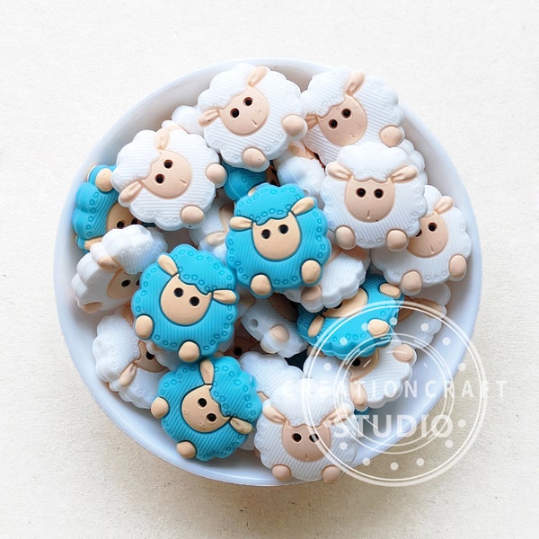 Sheep Silicone Beads, 25*24mm Animal Beads, Mini Silicone Beads, DIY Key Ring Beaded Key Chain Womens Bag Car Keyring Accessories