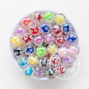 Spiral Transparent Inner Color Round Beads,Acrylic Beads,16mm Gumball Beads,Assorted Color Acrylic Beads