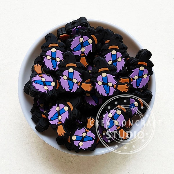 Halloween Witch Gnome Focal Beads, Elf Silicone Beads, Mini Shape Silicone Beads, DIY Bead Pens Teacher Gifts