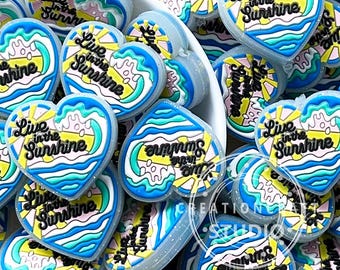 Live in the Sunshine Silicone Beads,Ocean Heart Glitter Focal Beads For Beach Jewelry