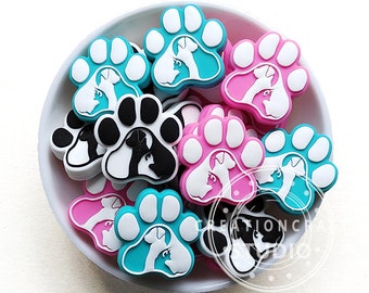 Soft Silicone Focal Beads, Mini Dog Paw Silicone Beads, Jewelry Beads, Bulk Loose Beads, DIY Beaded Necklace Making