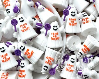 3D Ghost Lollipop Halloween Beads,Spooky Trick or Treat Silicone Beads for Pen