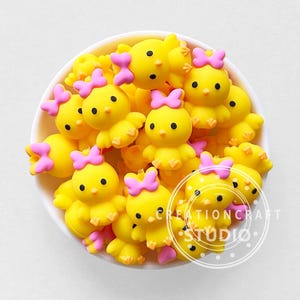 Huhn mit rosa Schleife Silikonperlen,3D Ostern Focal Bead,DIY Stift Halskette machen