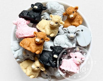 Lying Highland Cow Shape Silicone Beads,3D Focal Beads Wholesale Jewelry Making