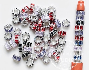 8mm/10mm Bling Rhinestone Spacer Beads Assorted Color,Crystal Metal Large Hole Loose Beads