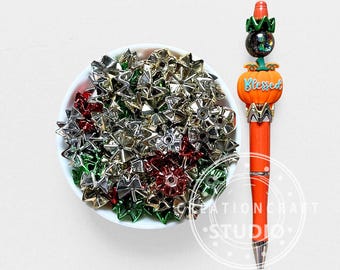 New Christmas Metallic Wave Acrylic Loose Spacer Beads DIY Xmas Beaded Pen Decor