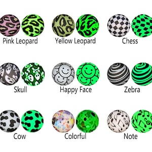 Luminous Print Silicone Beads, 15mm Round Silicone Beads, Bulk Silicone Beads, 20-100Pcs Print Beads, DIY Beaded Craft, Eco-friendly