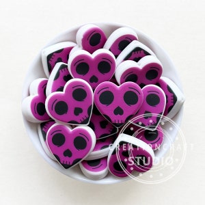 Heart Skull Focal Silicone Beads