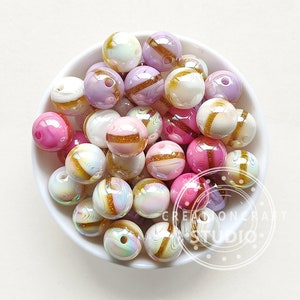 16mm Glitter Bubblegum Beads, Iridescent Beads ,Acrylic Gumball Beads