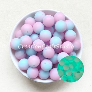 15mm Printed Silicone Beads, Bulk Round Loose Luminous Silicone Beads, Glow In The Dark Silicone Beads, DIY Keychain