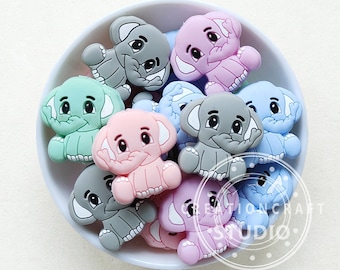 Wholesale Silicone Beads, Elephant Focal Silicone Beads, Mini Beads, 30mm, Bulk Silicone Beads