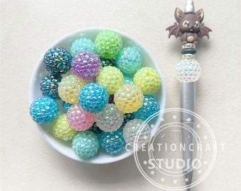 20mm Bubblegum Bead,Chunky Beads,Acrylic Rhinestone Beads In Bulk For Charm,Iridescent Beads, Gumball Beads