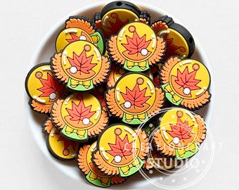 Bulk Focal Beads,Fall Maple Leaf Crystal Ball Shape Beads For Craft Pen Keychain