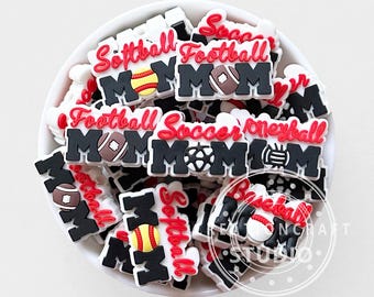 Sports Mom Focal Beads,Football Soccer Softball Baseball Volleyball Lacrosse Mom Bead DIY Crafts