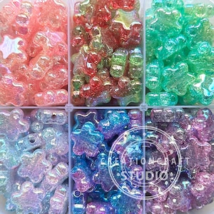 AB Crack Star Acrylic Beads, Iridescent Gradient Star Beads, Resin Beads,Pen Focal Beads