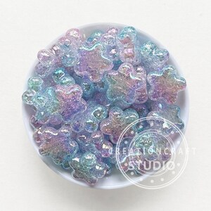 AB Crack Star Acrylic Beads, Iridescent Gradient Star Beads, Resin Beads,Pen Focal Beads Light Blue Purple