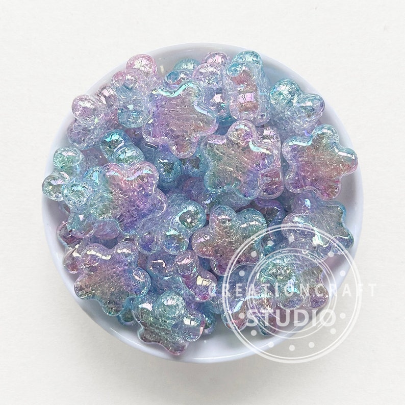 AB Crack Star Acrylic Beads, Iridescent Gradient Star Beads, Resin Beads,Pen Focal Beads Light Blue Purple
