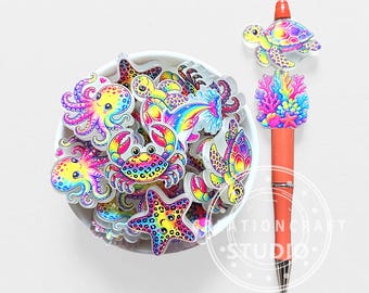 Colorful Sea Animal Octopus Crab Turtle Starfish Assorted Shape Beads Acrylic Loose Beads