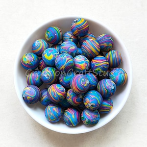 Bulk Silicone Beads, Print Silicone Beads, Silicone Pearl Ball, 15mm Round Beads, Wholesale Silicone Beads, Jewelry Making, DIY Craft