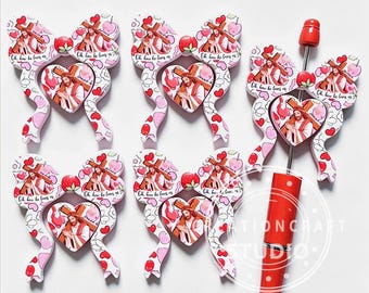 Christian Jesus Cross Print Focal Beads,Bow & Heart Silicone Beads Beadable Pen Making
