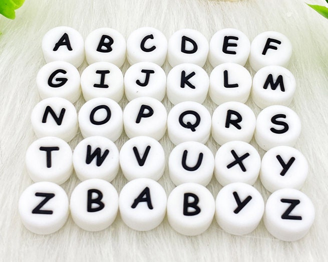 100Pcs Alphabet Silicone Beads 12mm BPA-Free Letter Beads Personalized  Pacifier