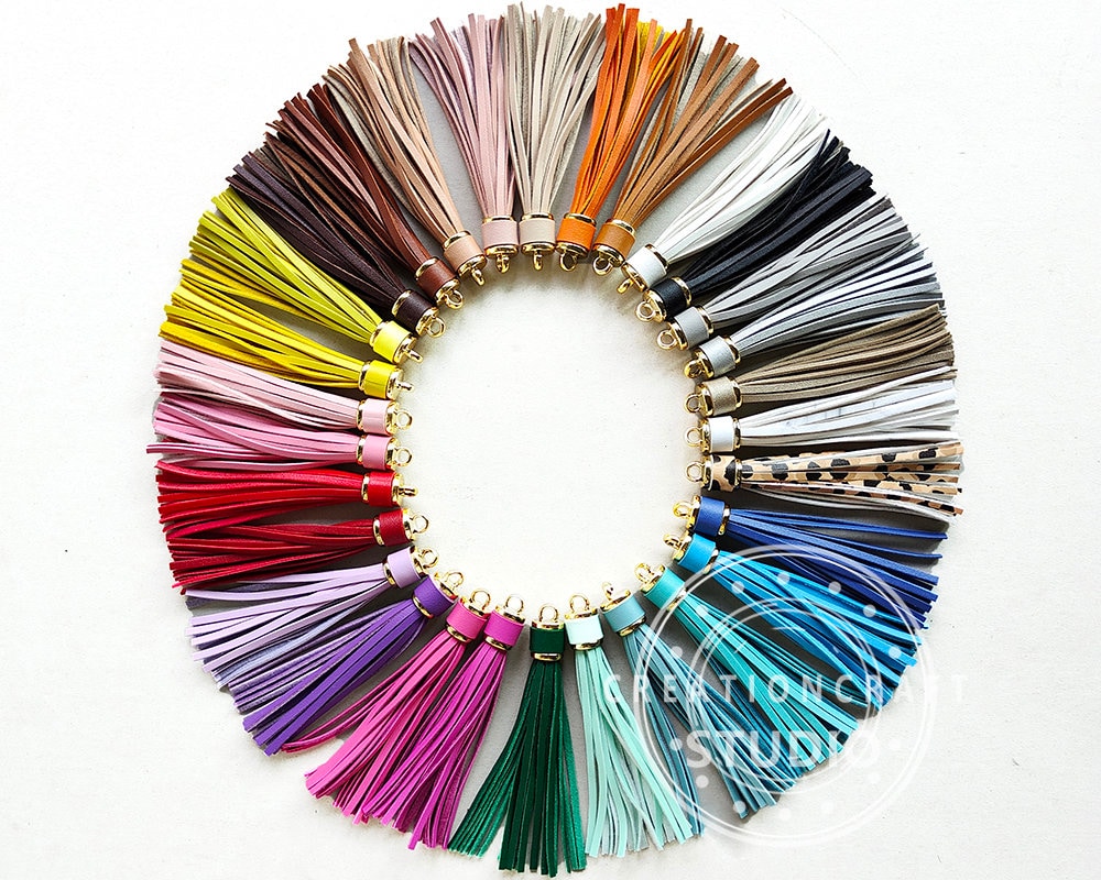 Multi Color Leather Tassels 60 Piece Leather Tassel Set - Multi Color Jewelry Making Supplies For DIY Crafts Pet Grooming Mitt