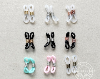 50/100Pcs Silicone Loop Connector Ends, Sunglass Chain Ends, Eyeglass Chain Holder Clear White/Black Rubber Ear Hook Retainer Ends