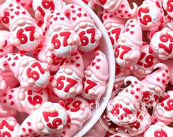 3D 67 Gnome Silicone Beads,Focal Beads,DIY Pen Keychain Gift