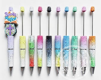 10Pcs Set Gradient Multi Color Rhinestone Beadable Pen Blank,DIY Pen Craft Jewelry