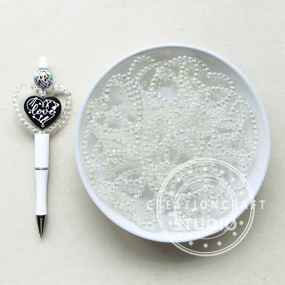 Clear White AB Heart Loop Focal Frame, Acrylic Beads, Spacer Loose ...