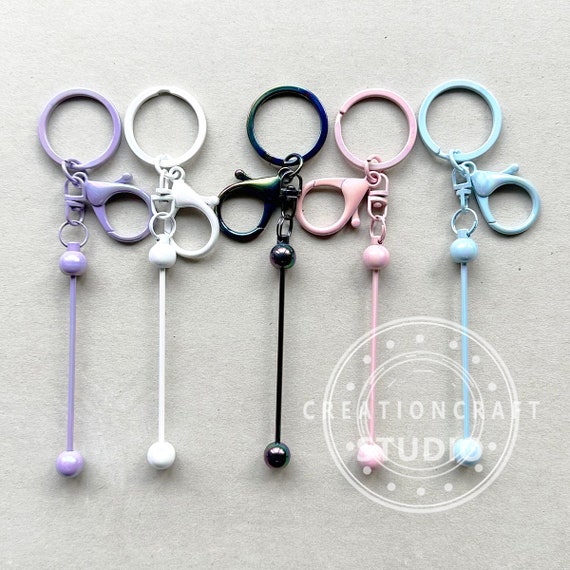 UV Beadable Keychain Bar Beadable Blanks, Iridescent Beadable