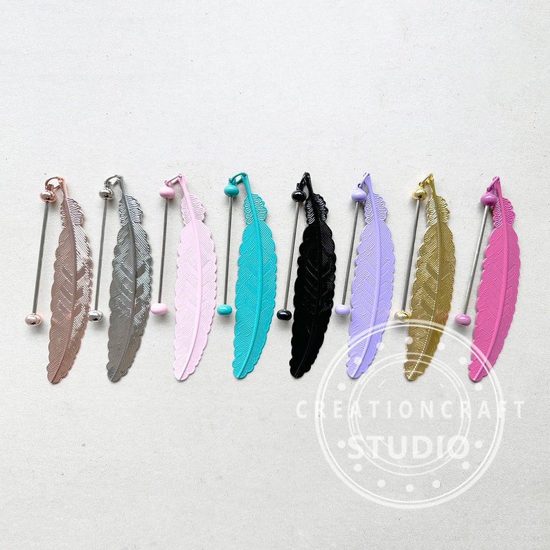 Beadable Feather Bookmarks DIY, Bookmark Blank, Metal Bookmark - Etsy