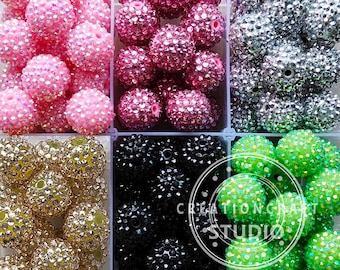 20mm Round Resin Rhinestone Chunky Bubblegum Ball Beads, Acrylic Beads for Pen