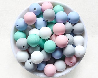 Silicone Beads Mixed Lot, Bulk Loose Beads, 12/15mm Round Silicone Beads, Wholesale 20/50/100Pcs Silicone Beads, Craft Jewelry Making