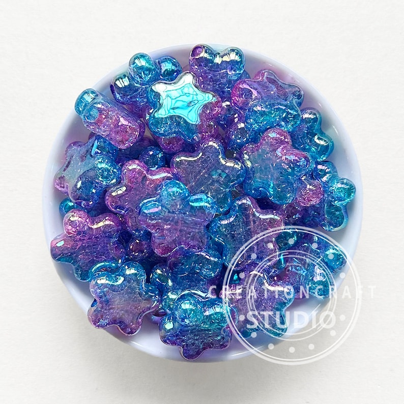 AB Crack Star Acrylic Beads, Iridescent Gradient Star Beads, Resin Beads,Pen Focal Beads image 5