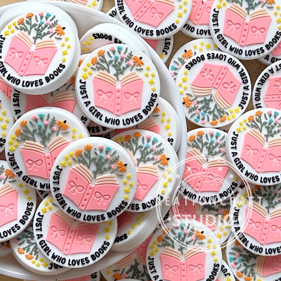 Loves Books Focal Silicone Beads,Book Focal,Badge Reel Beads,Beads In Bulk