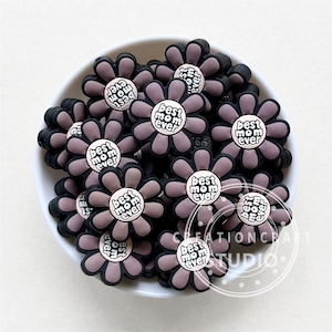 Best Mom Ever Beads,Mom Focal Bead,Flower Beads,Silicone Beads,for Jewelry Making
