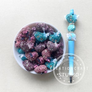Bling Rhinestone Beads, Heart Butterfly Crystal Polymer Clay Beads, Assorted Fancy Beads for Pen