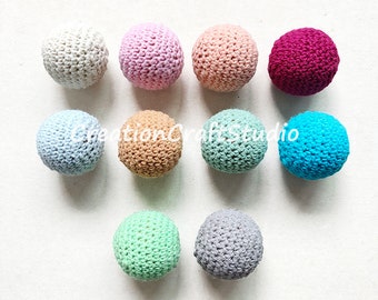 30mm Crochet Wooden Beads, 1/5/10Pcs Round Wood Crochet Beads, Crochet Balls, Beads Craft DIY Jewelry Decor