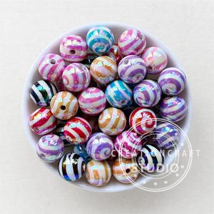 16mm Swirl Bubblegum Acrylic Beads, Opal UV Gumball Beads, Loose Beads,Mixed Color Beads