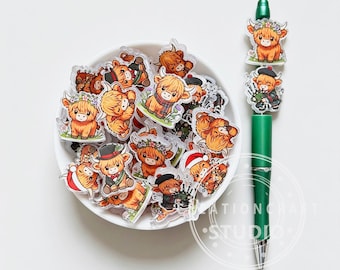 Acrylic Highland Cow Charm Focal Beads,Assorted Shape Beads,Craft DIY Bag Decor