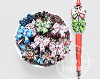 Christmas Bow Reindeer Snowman Gingerbread Acrylic Focal Beads,Winter Xmas Beads