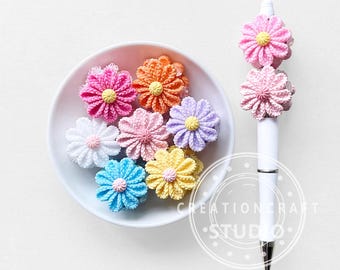 Knitted Flower Resin Polymer Clay Rhinestone Fancy Beads,Pen Focals Jewelry