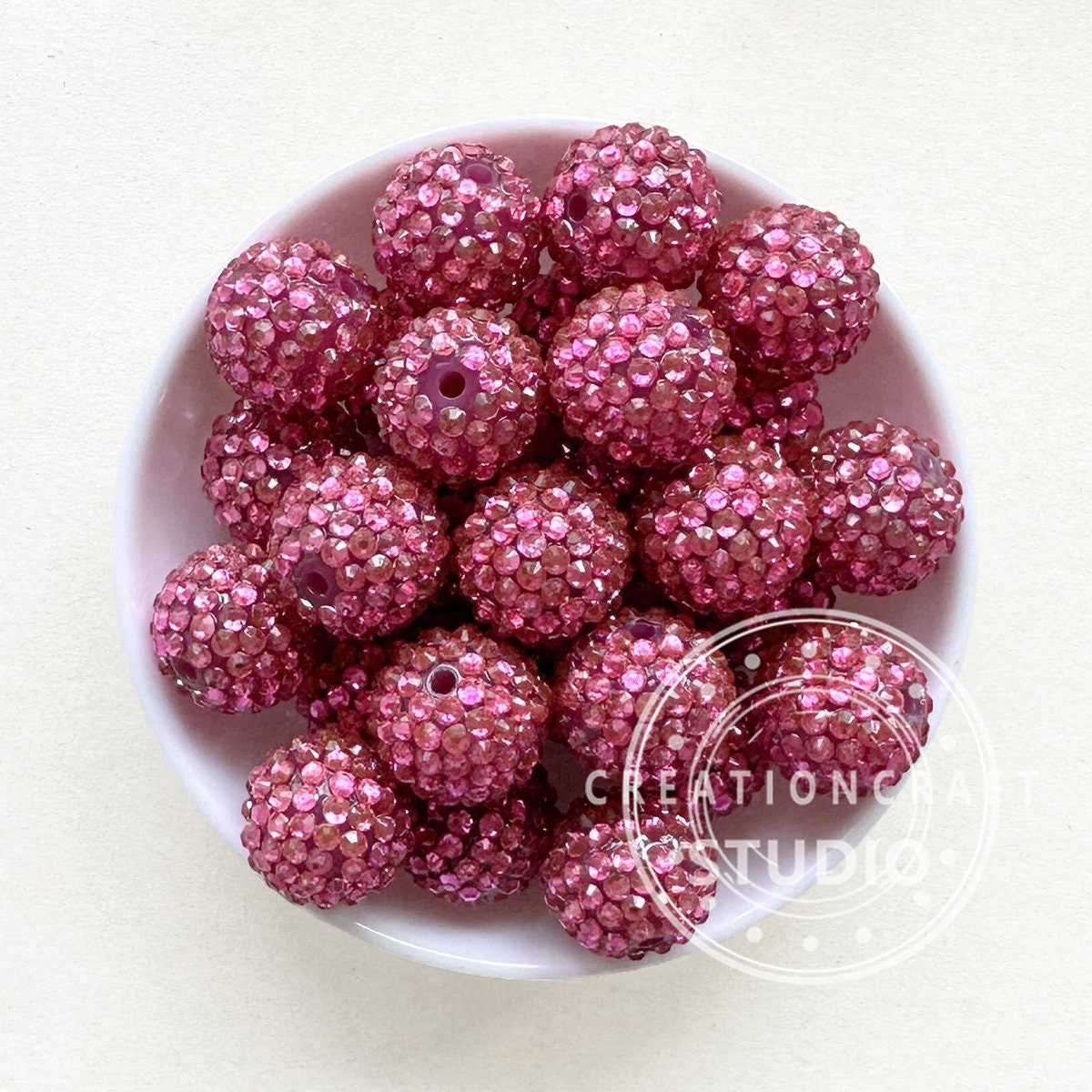20mm Acrylic Rhinestone Beads with Small Flower