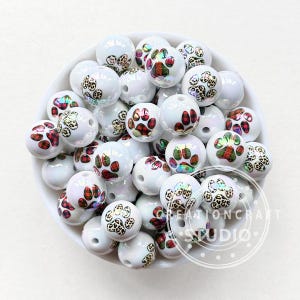 Perline a forma di zampa, perline acriliche da 16 mm, perline assortite, perline per portachiavi ornamentali