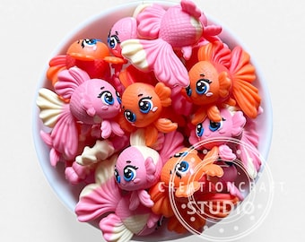 New 3D Goldfish Shaped Silicone Focal Beads Bulk,Craft Accessories,DIY Pen Charm