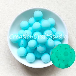 15mm Silicone Beads, Craft Supplies, Luminous Blue Beads, Round Pearl, Luminous Blue Silicone Beads, Wholesale Beads,  Loose Bead