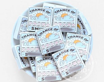 Funny Weather Forecast Print Silicone Beads,Bulk Loose Beads,Keychain Making
